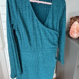 Elegant Teal Wrap Dress
